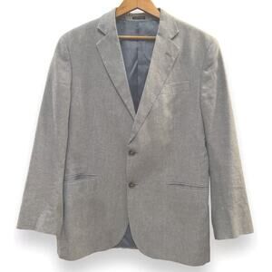 STAFFORD CLASSIC FIT 40R CHAMBRAY SPORT COAT LINEN COTTON BLAZER JACKET BLUE